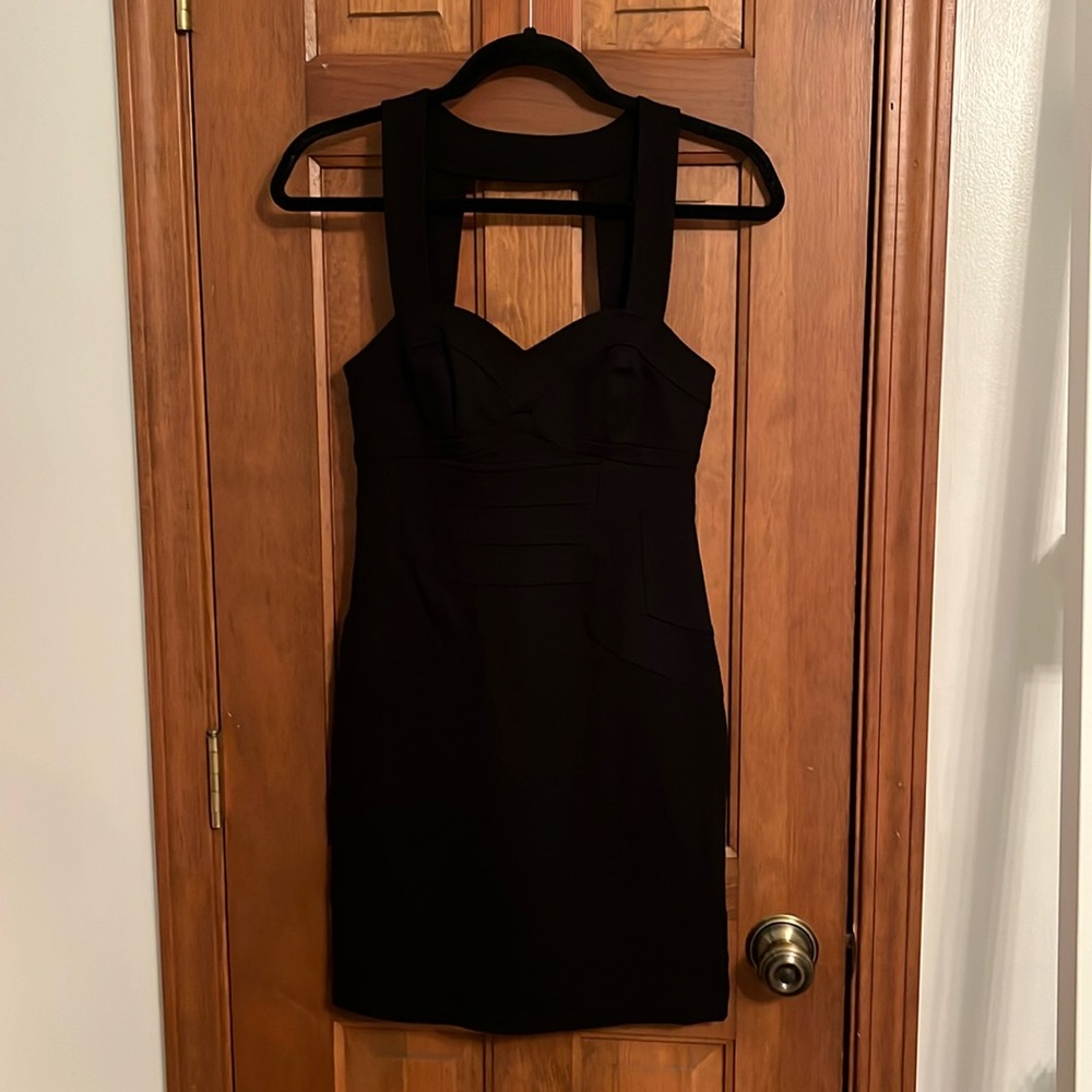 Rampage Little Black Dress with Back Cut Out and Sweetheart Neckline